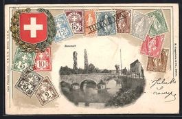 Boncourt, Brückenpartie im Ort, Schweiz