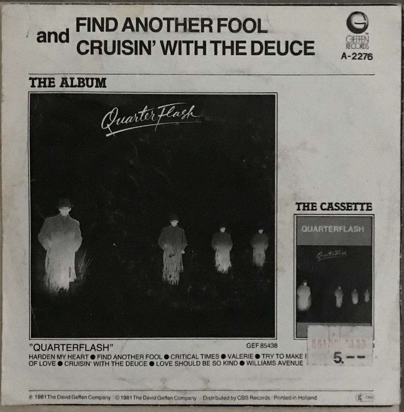 Schallplatten: QUARTERFLASH - FIND ANOTHER FOOL – Gebraucht aus Bussigny von vinyl-pas-cher 1