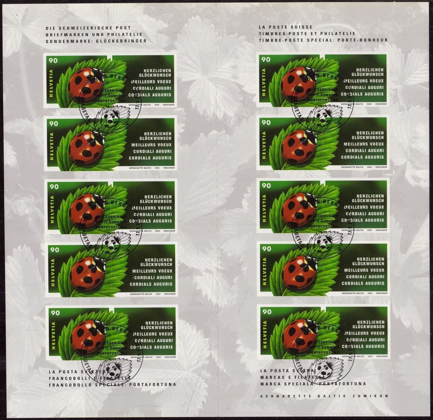 Tutti i francobolli: 2002 MH Glücksbringer 0-107   ET KW 25.- – Usato da Eggersriet venduto da stamp303 1