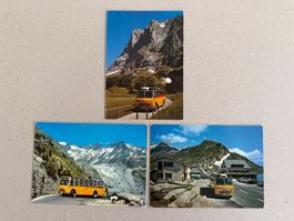 3x SAURER 3DUX Postkarten Ansichtskarten PTT Postauto