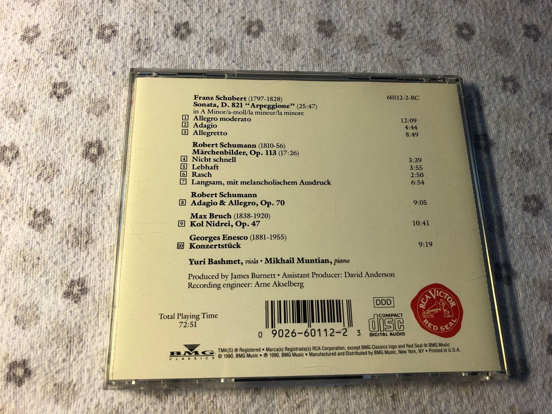 CD: Yuri Bashmet, Schubert Schumann Bruch Enesco – Usato da Schübelbach venduto da Bemafaja 1