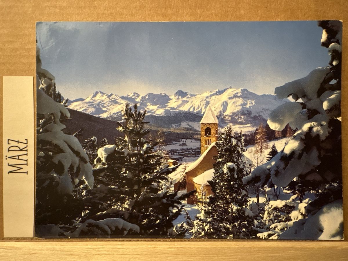 Ansichtskarten: AK von Kirche Sta Maria  Pontresina – Gebraucht aus Rümlang von Kartenpost1