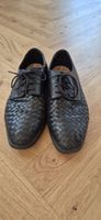 Herren Schnürschuhe Leder geflochten schwarz Grösse 45