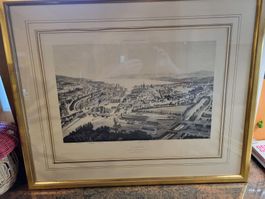 Antiker Stich "ZÜRICH" Jordan 69,5 cm x 56 cm gerahmt RAR
