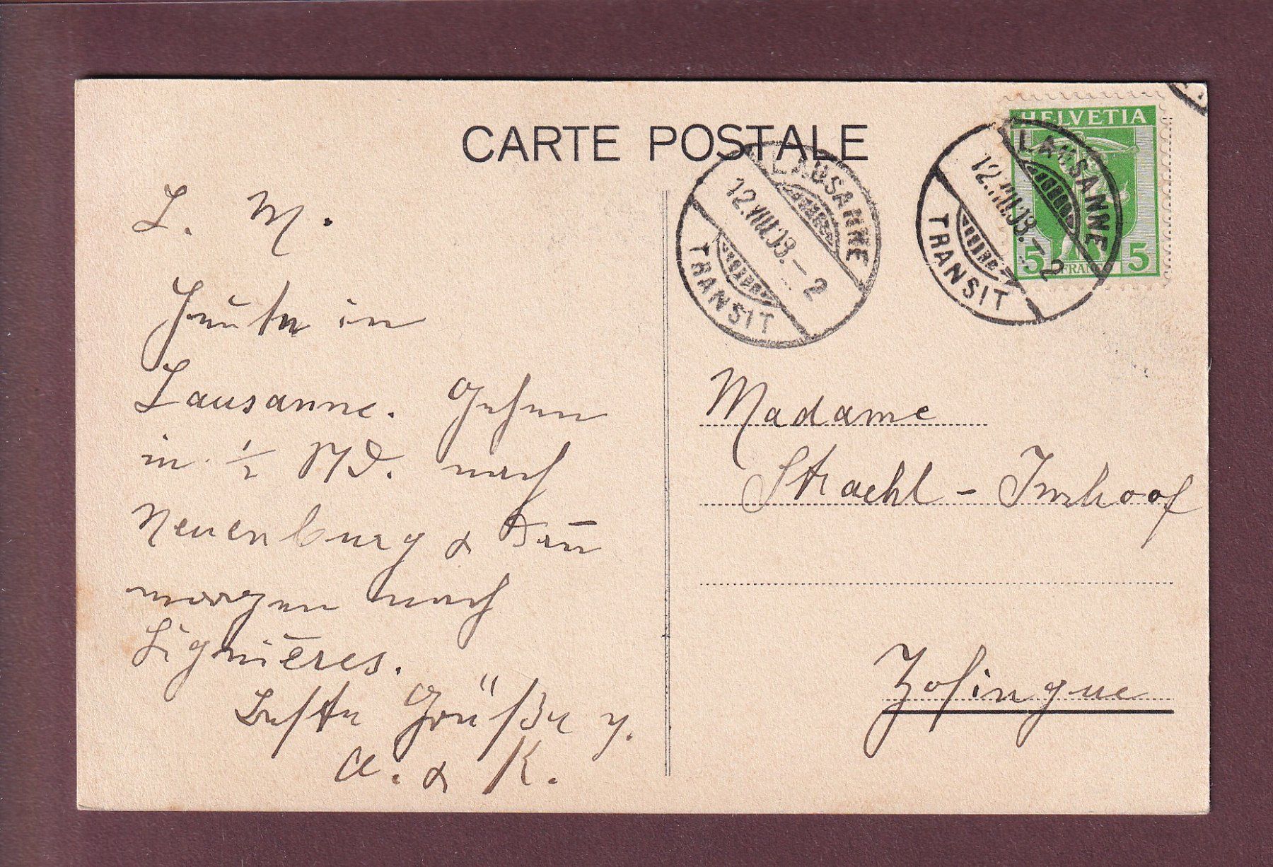 Ansichtskarten: LAUSANNE - Pont Chaudron - Tram - 1908 – Gebraucht aus Pully von nicecards 1