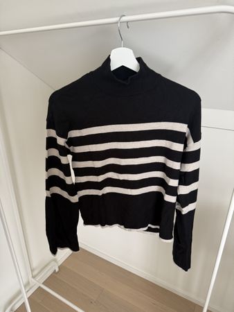 Winter Pullover mit Streifen, Schwarz/Weiss, Grösse S
