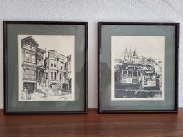 2 jolis Tableaux vintage San Francisco 1970er.
