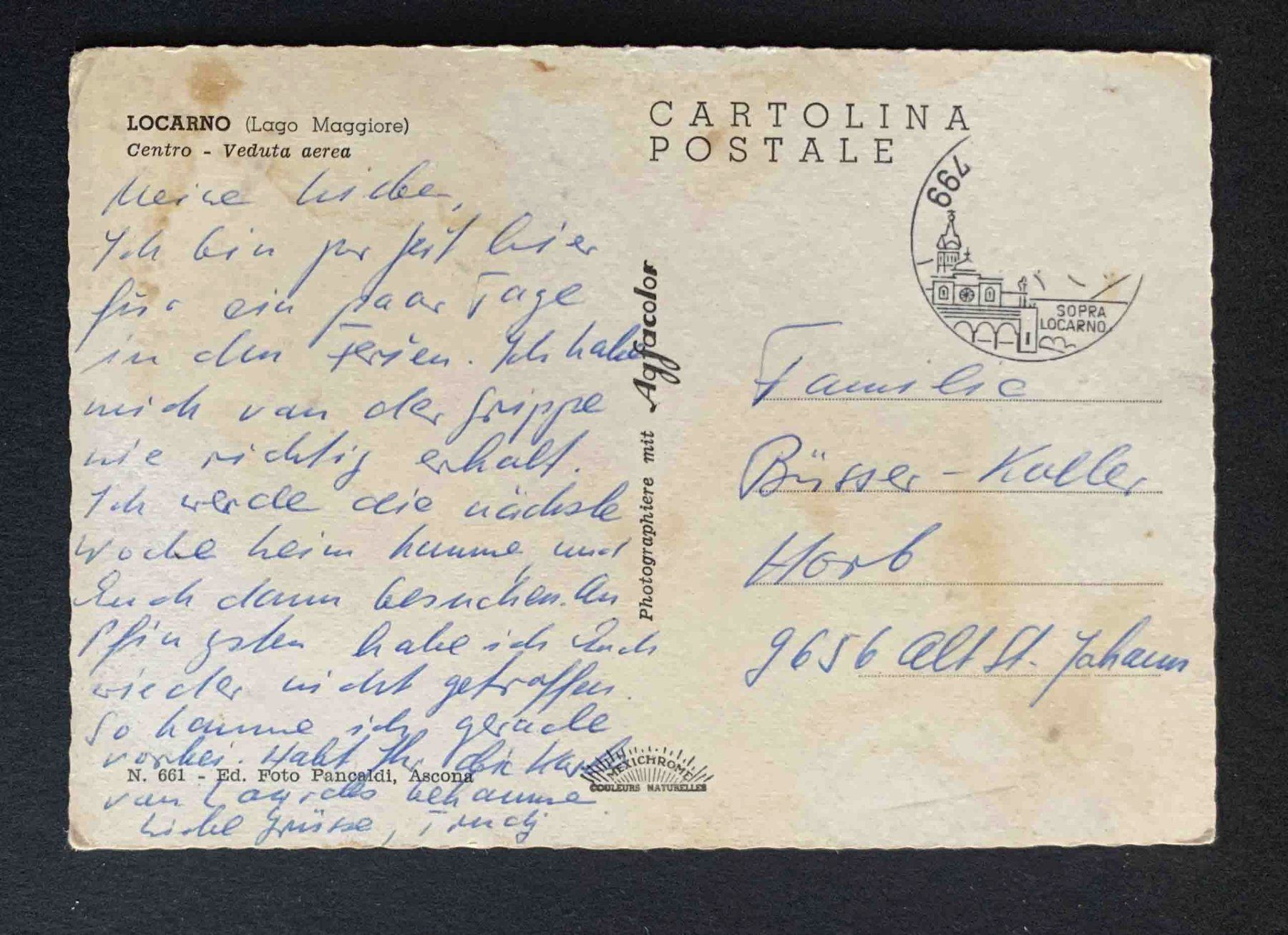 Cartoline postali: AK Locarno Centro Veduta aerea  IRIS – Usato da Goldau venduto da artelier1 1
