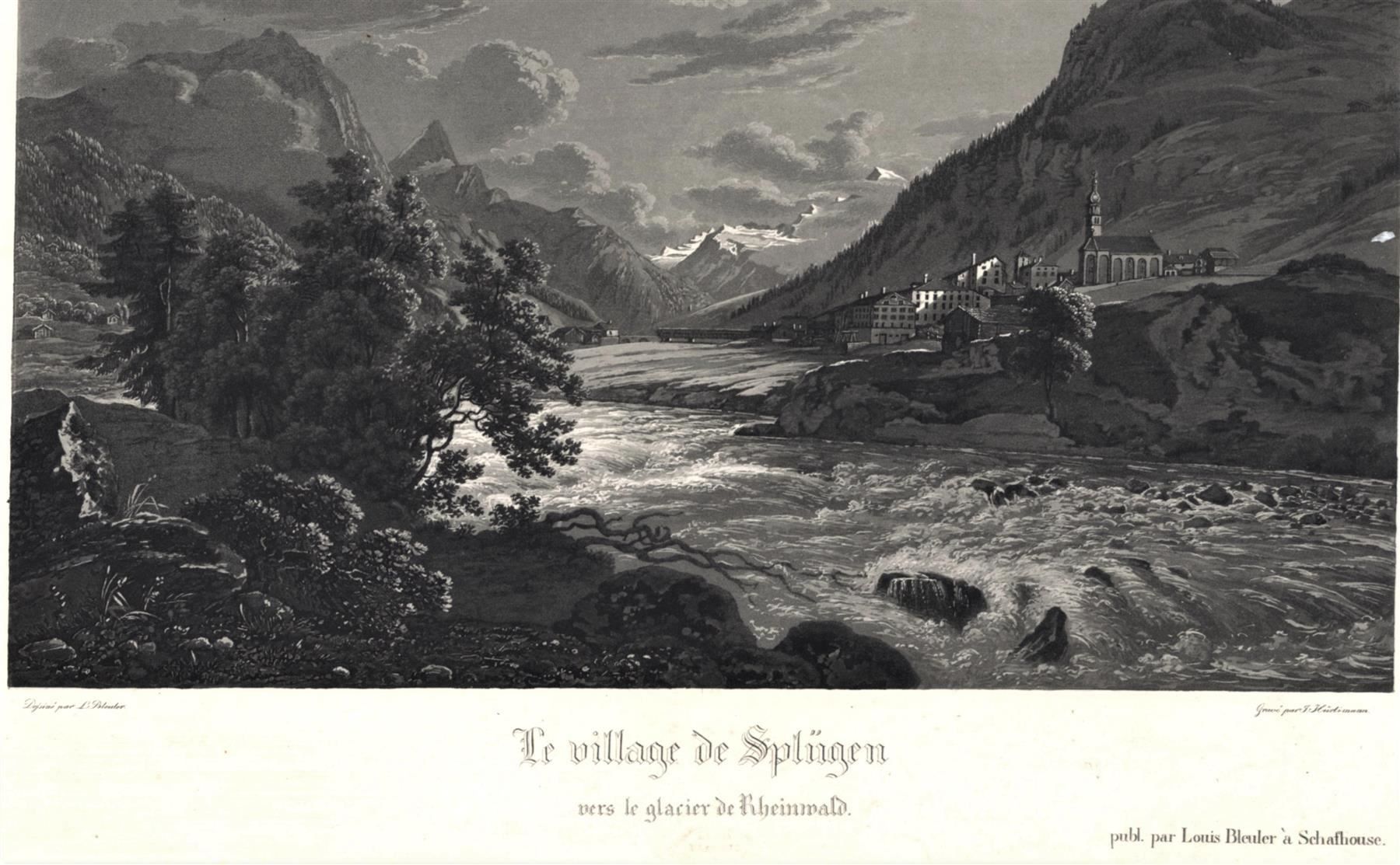 Gravures: Splügen Aquatinta von Bleuler – D'occasion à Rafz par Helvet32 1
