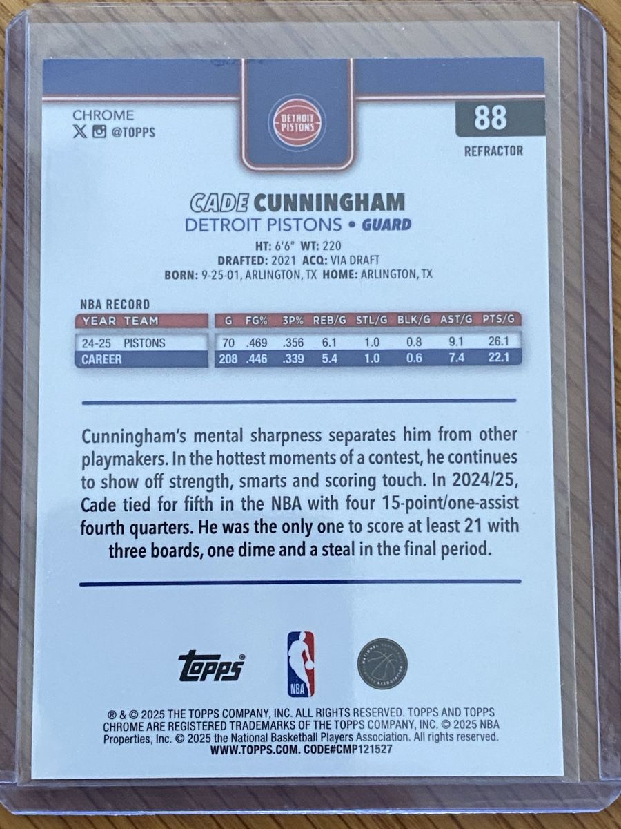 Topps Sammelbilder & Trading cards: Cade Cunningham Detroit Pistons Topps Chrome Refractor 88 – Neu (gemäss Beschreibung) aus Boningen von chregu90 1