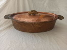 Poissonnière ancienne en cuivre martelé