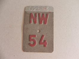 Velonummer Rad Velo Nummer NW Nidwalden 1954 Geschenk Geburi