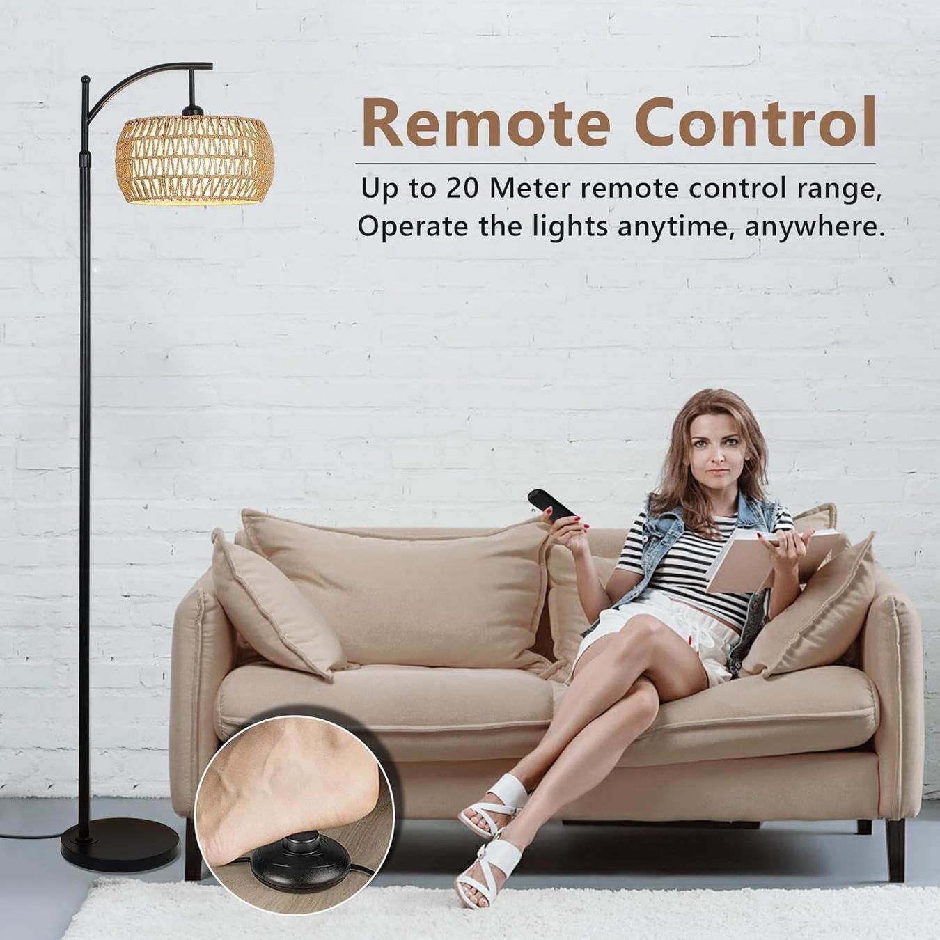 Lampade: Stehlampe Standleuchte Rattan Lampe dimmbar LED E27 Schwarz – Nuovo e nell'imballaggio originale da Wittenbach venduto da VELARO 8