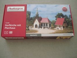 Bausatz Auhagen 14461 - Spur N - Dorfkirche mit Pfarrhaus