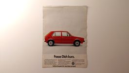 VW / VOLKSWAGEN GOLF 1 - Werbung / Bilddokument / Reklame