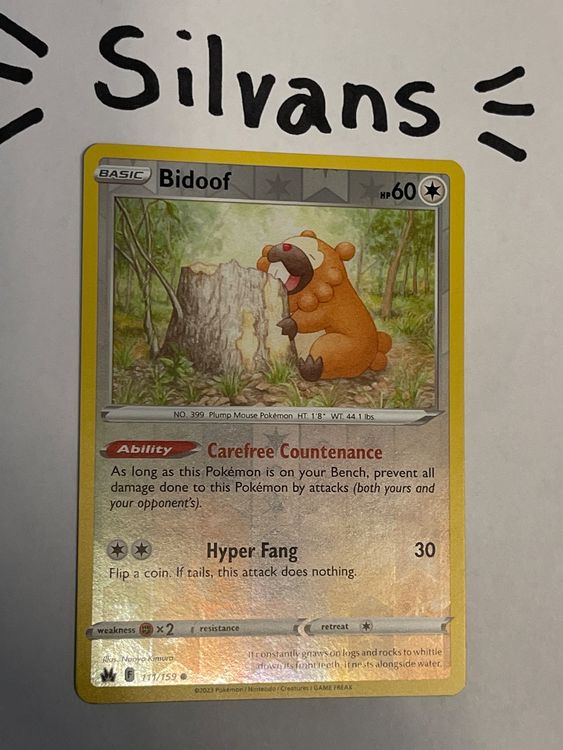 Bidoof Reverse Holo 111/159 Crown Zenith Englisch Kaufen auf Ricardo