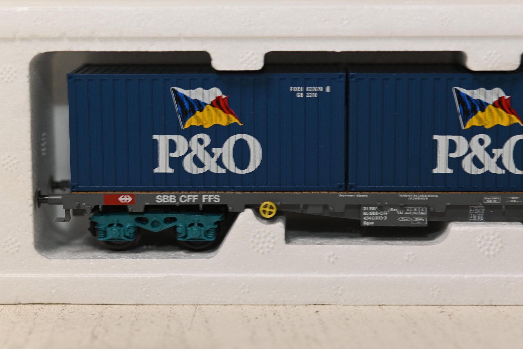 Hag Modellini di ferrovie: Hag HO/AC Containerwagen "P&O" mit OVP – Usato da Laupen ZH venduto da Zmoewe 1
