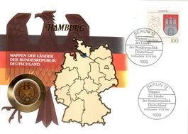 MÜNZBRIEF HANSASTADT HAMBURG 1 DM