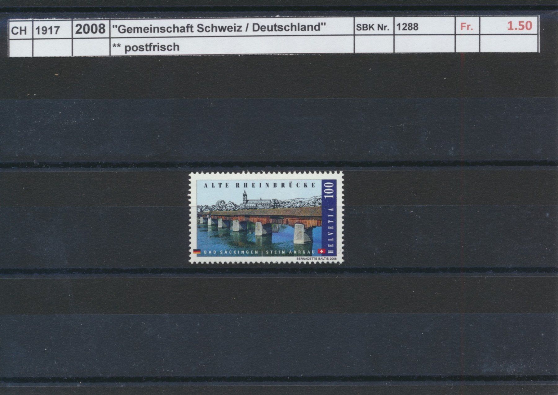 Tous les timbres: 2008 "Gemeinschaft Schweiz / Deutschland", ** postfrisch – Neuf (Voir description) à Winterthur par Zupogeru