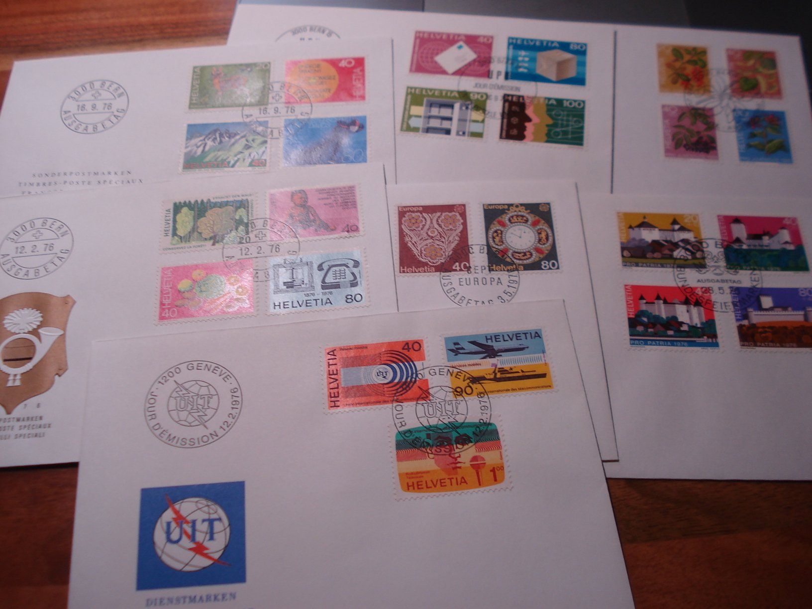 Tutti i francobolli: Set 1976, FDC 7 Belege – Usato da Niederwil AG venduto da morostahu 1