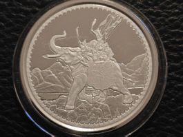 1Oz. 999. Ag. 1 Pound "War elephant" Gibraltar 2022 Stgl.