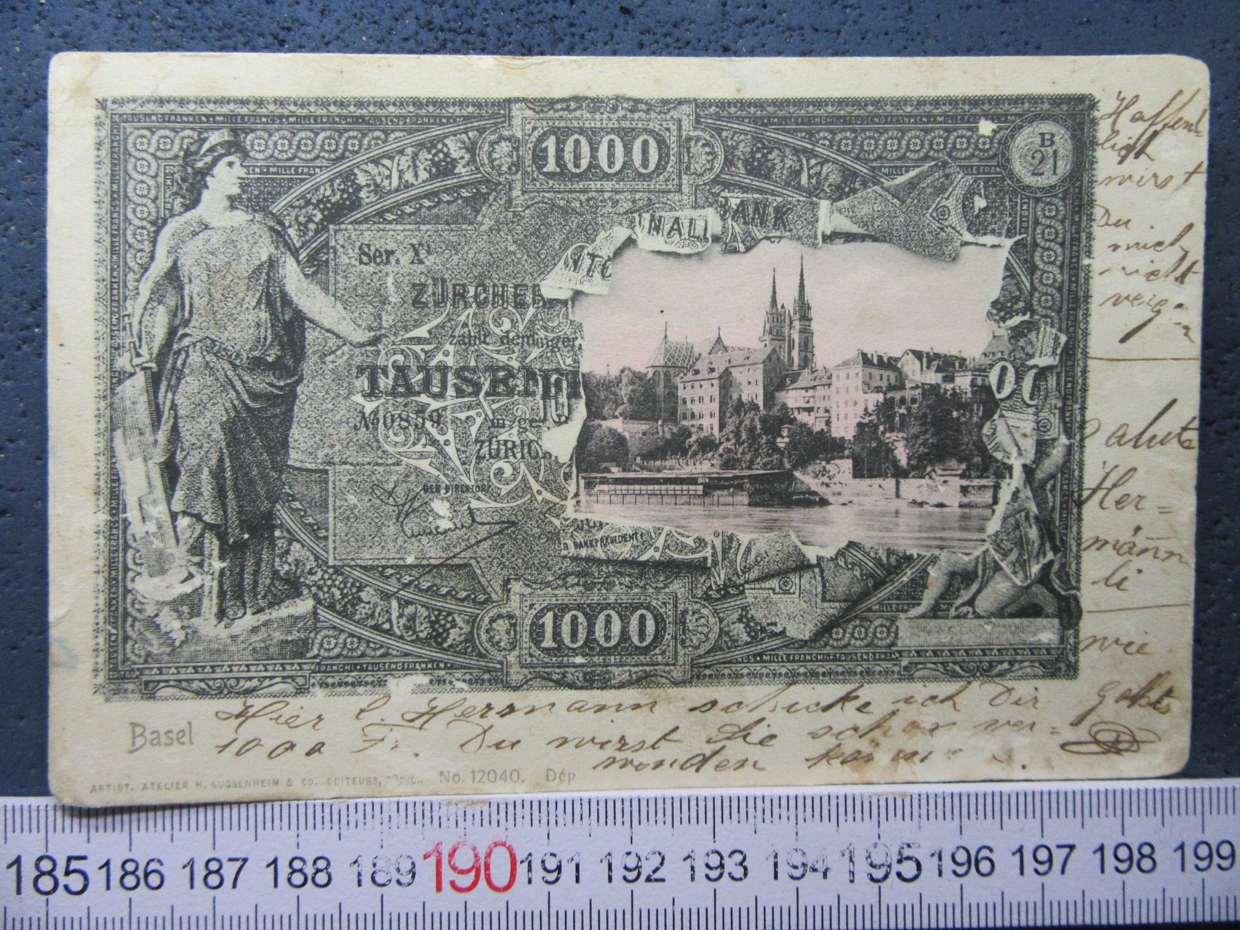 Cartoline postali: BASEL 1907 TAUSENDER-NOTE AK BS – Usato da Ettingen venduto da Hausi4711