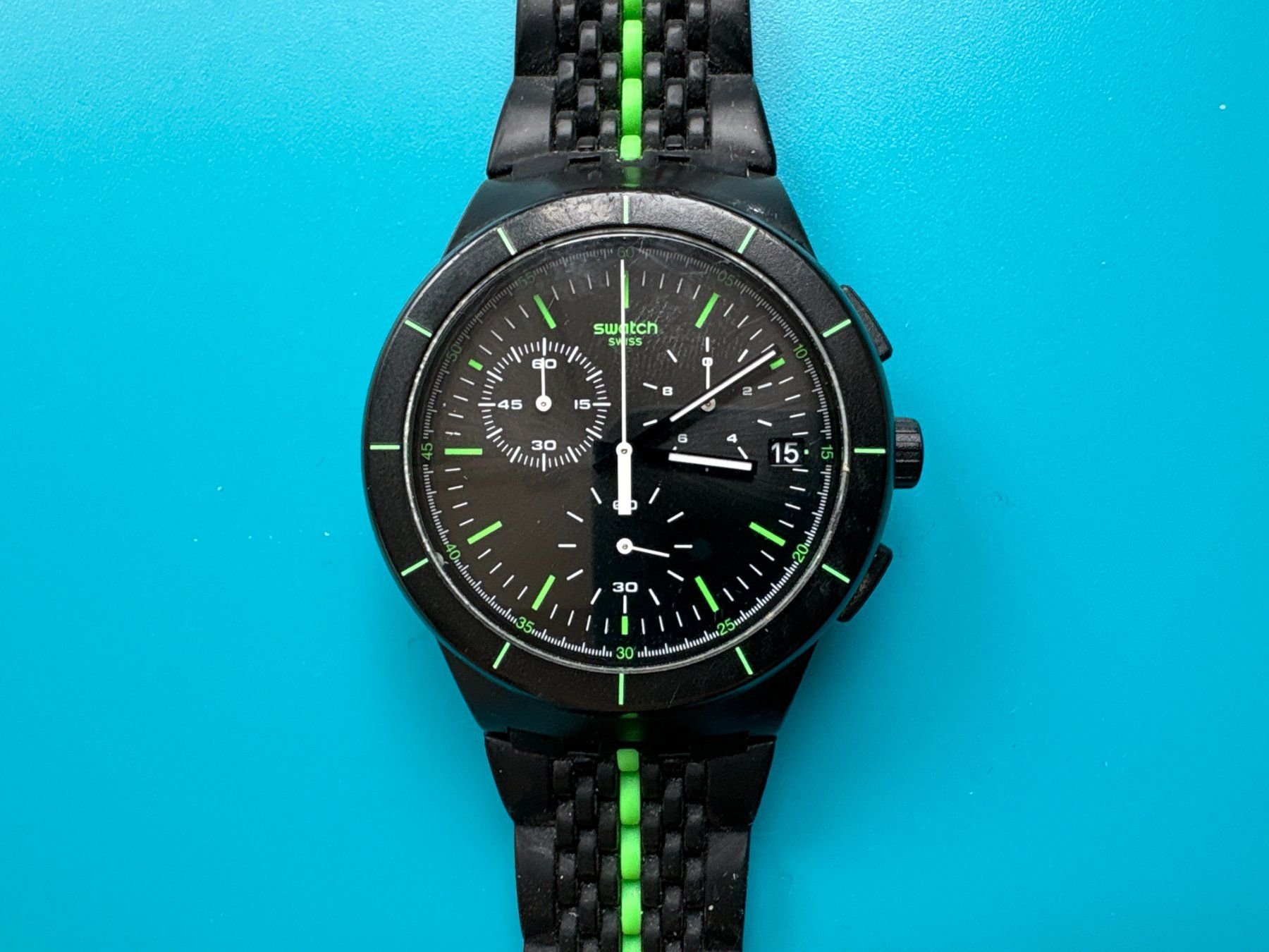 Swatch Orologi: Swatch schwarz Laser Track Men's Chronograph – Usato da Elgg venduto da Jo_Naj