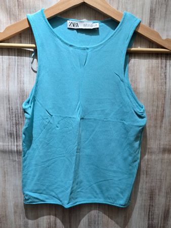 🎉 ZARA Strick-Tanktop - S - Türkis