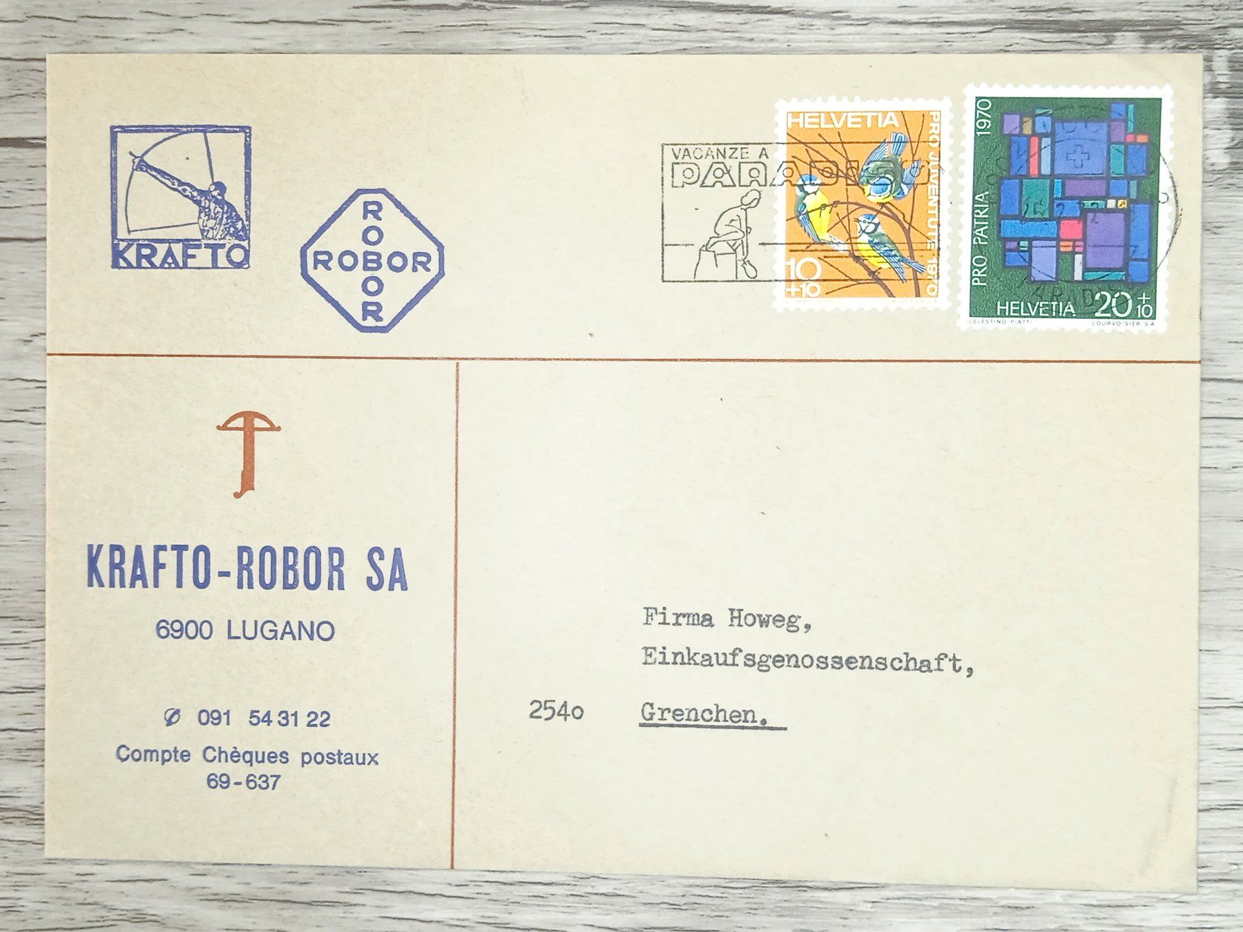 Tutti i francobolli: TR17 Enveloppe + Timbre Suisse 1972 – Usato da Cousset venduto da Patrick_Collections