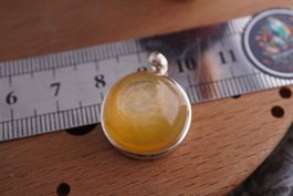 Muscovit  925 Silber Rund Gelb 16mm Top  Anhänger 20mm