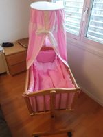 Baby Wiege mit Himmel und Bettwäsche Rosa