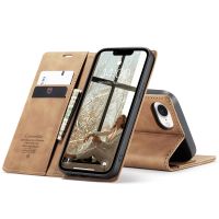 iPhone 16e - étui à rabat portefeuille housse antichoc brun