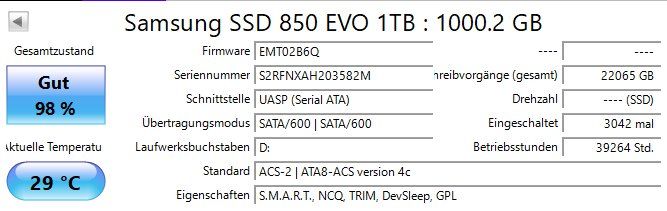 Samsung Dischi rigidi: Samsung 850 Evo 1TB SSD - Gratis Versand – Usato da Wangs venduto da Sdil 2