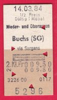 NIEDER- UND OBERURNEN - BUCHS(SG), 2.KLASSE, RETOUR, HALBTAX