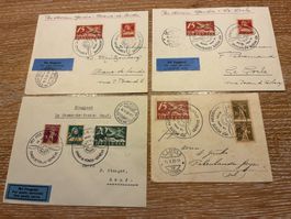 339. FLUGBRIEF 4St. "GENÈVE-EPLATURES", Chaux-de-Fonds