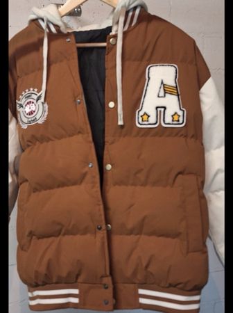 Bomberjacke mit Kapuze braun-weiss Grösse L neu