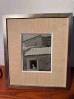 Painting with cat in window framed 1993