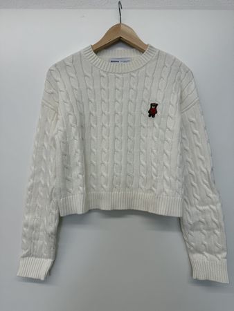 Bershka Zopfmuster Pullover weiss