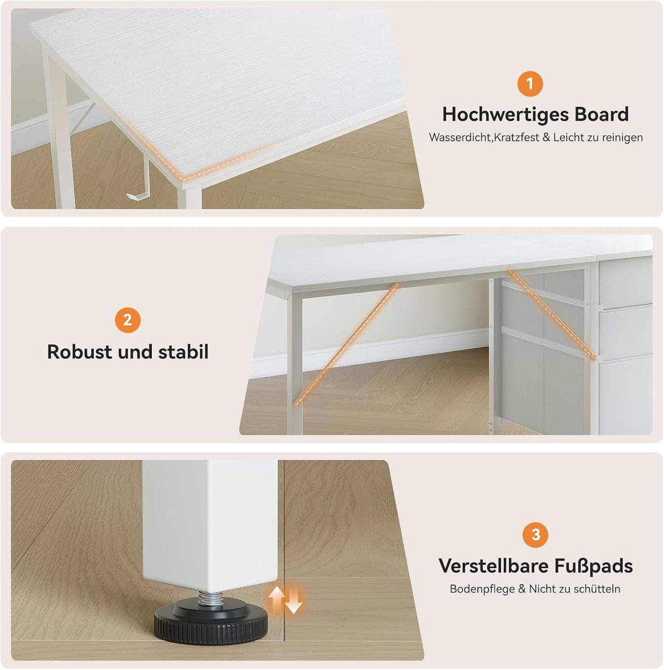 Scrivanie: Schreibtisch mit 3 Schubladen Computertisch 120cm Weiss – Nuovo e nell'imballaggio originale da Schaffhausen venduto da tra_6j5m 6