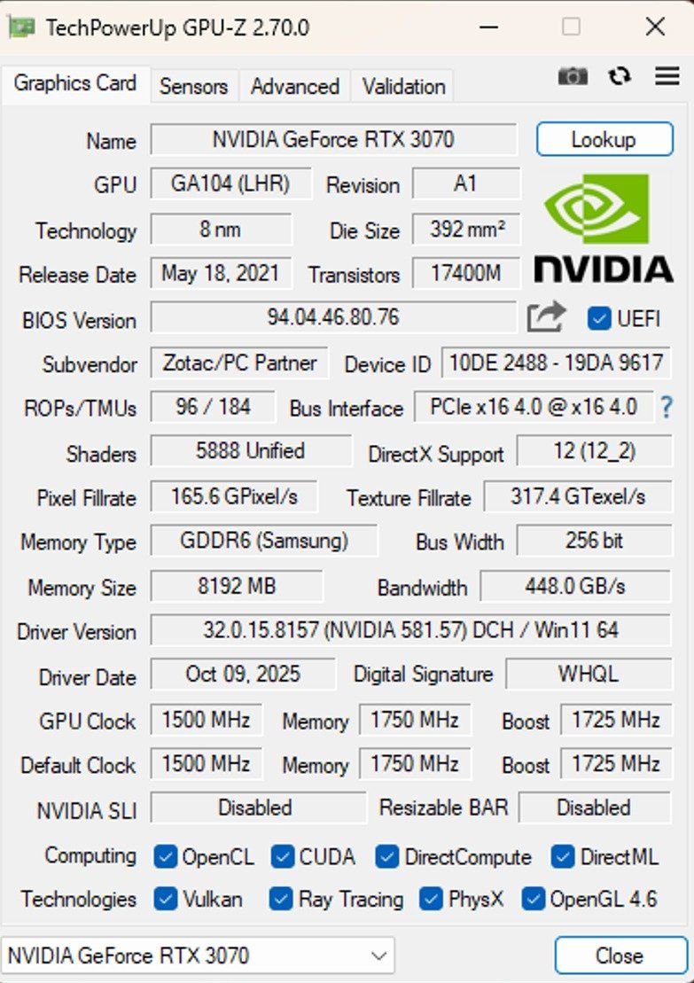 Zotac Schede grafiche: ZOTAC Gaming GeForce RTX 3070 8GB – Usato da Menziken venduto da oktaych 3