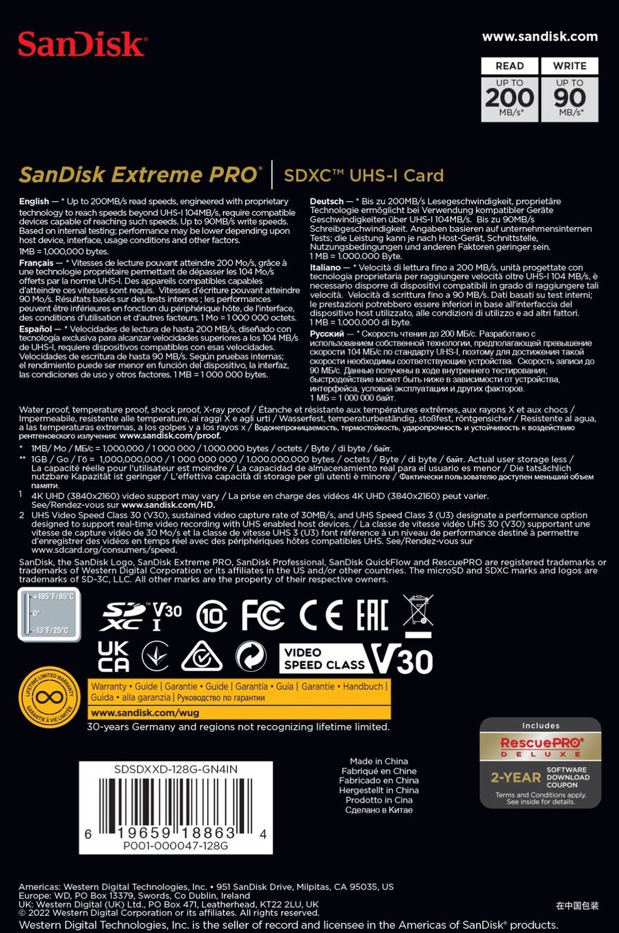 Sandisk Schede di memoria: SanDisk Extreme Pro 200MB/s SDXC 128GB – Nuovo e nell'imballaggio originale da Niederurnen venduto da mowgli_1963 4