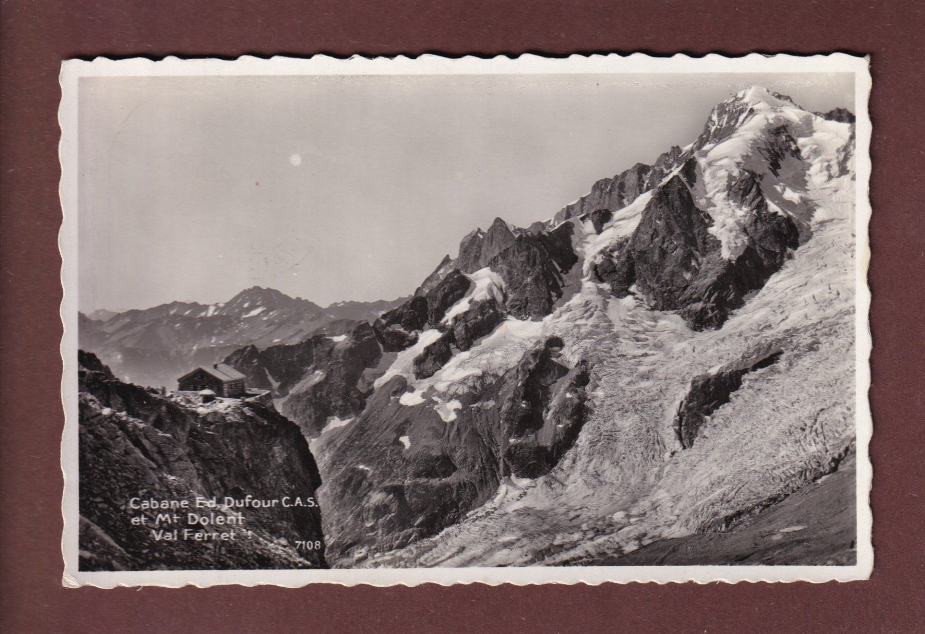Cartoline postali: Cabane DUFOUR - Mont Dolent - 1943 – Usato da Pully venduto da nicecards-shop