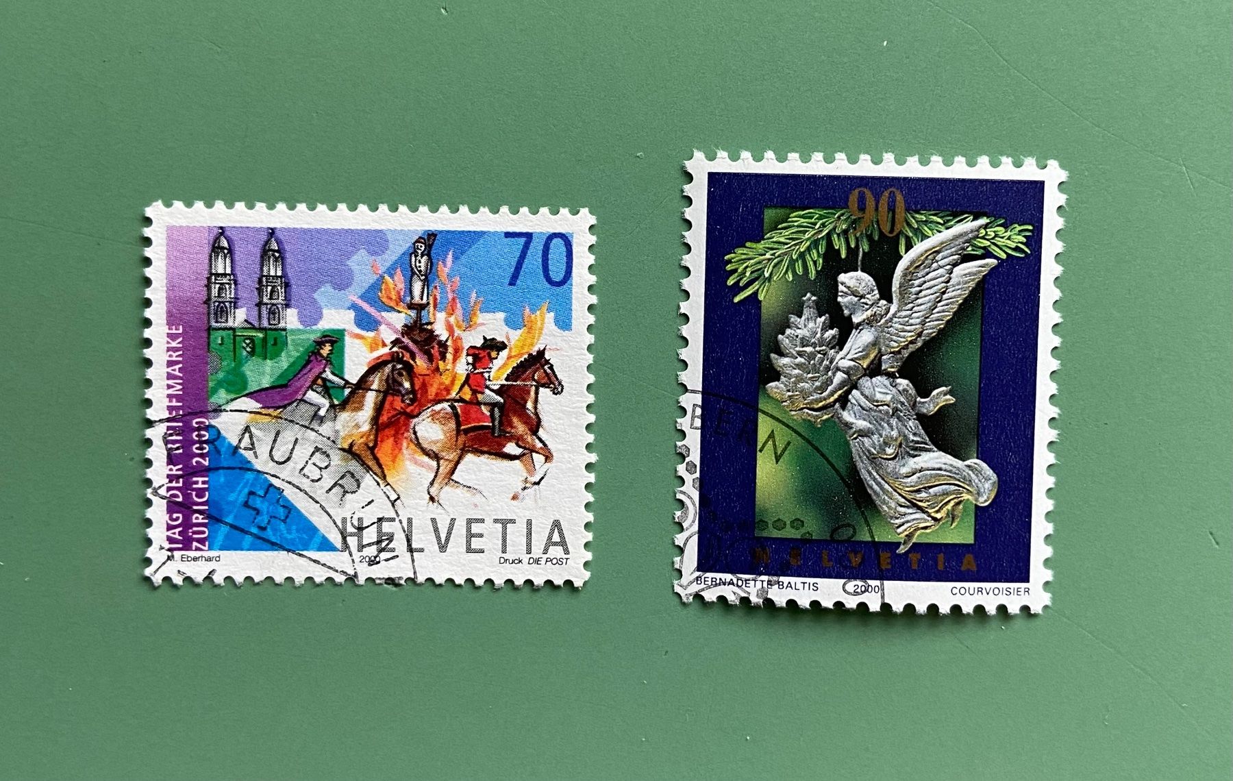 Tutti i francobolli: Schweizer Sondermarken: Sechseläuten und Engel 2000 – Usato da Münchringen venduto da Hegelime-38