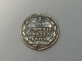 Kantonsmünze Graubünden 1/6 Batzen 1807 Schweiz