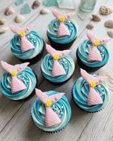 6x Fondant-Meerjungfrauenschwänze: Zucker-Cupcake-/Muffin