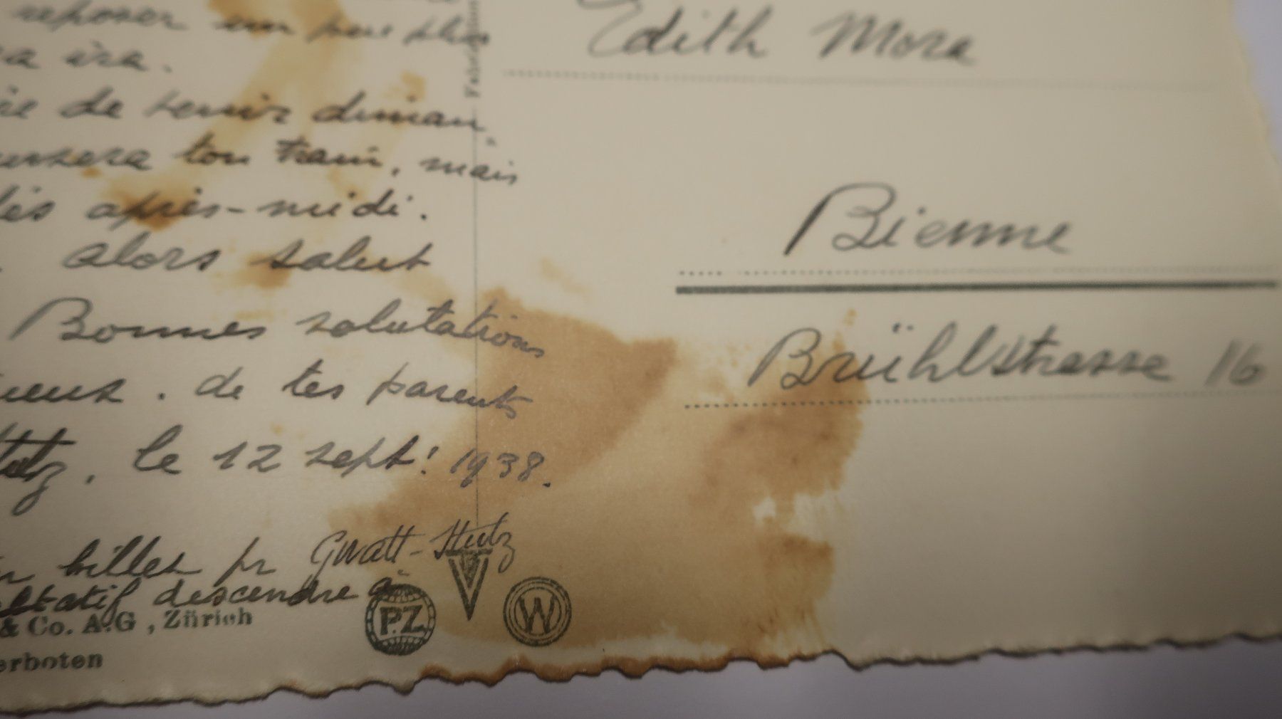 Cartoline postali: Thun Hauptgasse. Thoune  1938 – Difettoso da Cormoret venduto da Pascalll2001 6