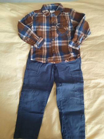 Jungen Set Hemd kariert und Hose blau Grösse 104