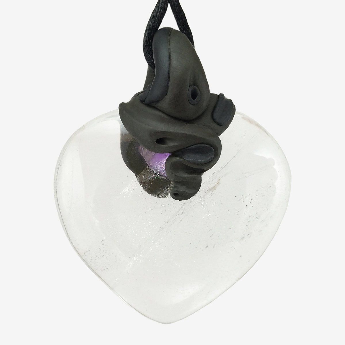 Pietre preziose: Bergristall Herz als Steinanhänger mit eingefasstem Amethyst – Nuovo e nell'imballaggio originale da Meilen venduto da BYRD-Design 2
