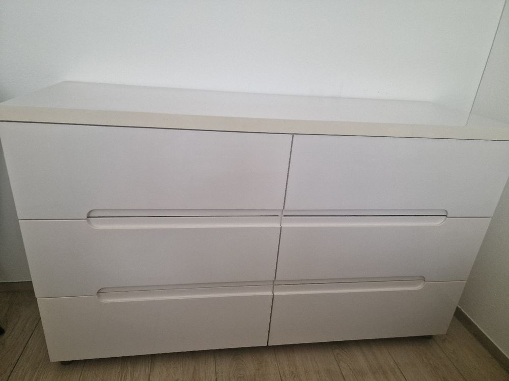 Weiße Kommode Mit 6 Schubladen – 119x40x78 Cm, Metallgriffe, Für Schlafzimmer & Flur