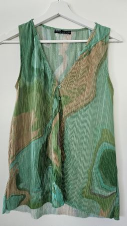 Grüne beige künstlerische Bluse Gr.S